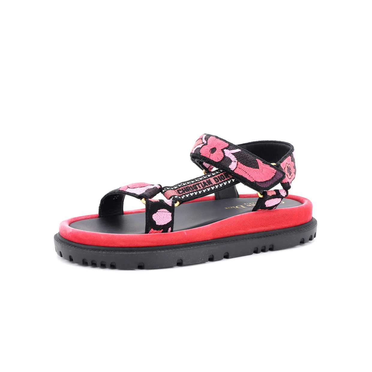 Women's D-Wave Sandals Leather with Embroidered Canvas - Deep Luxury
