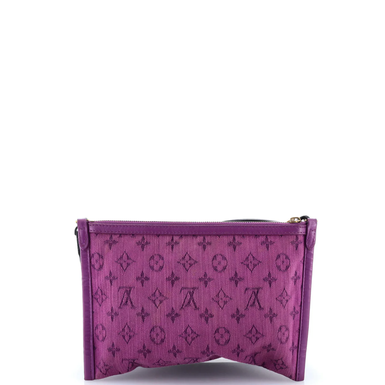 Double Flat Messenger Bag Limited Edition Logo Story Monogram Canvas and Denim - Deep Luxury