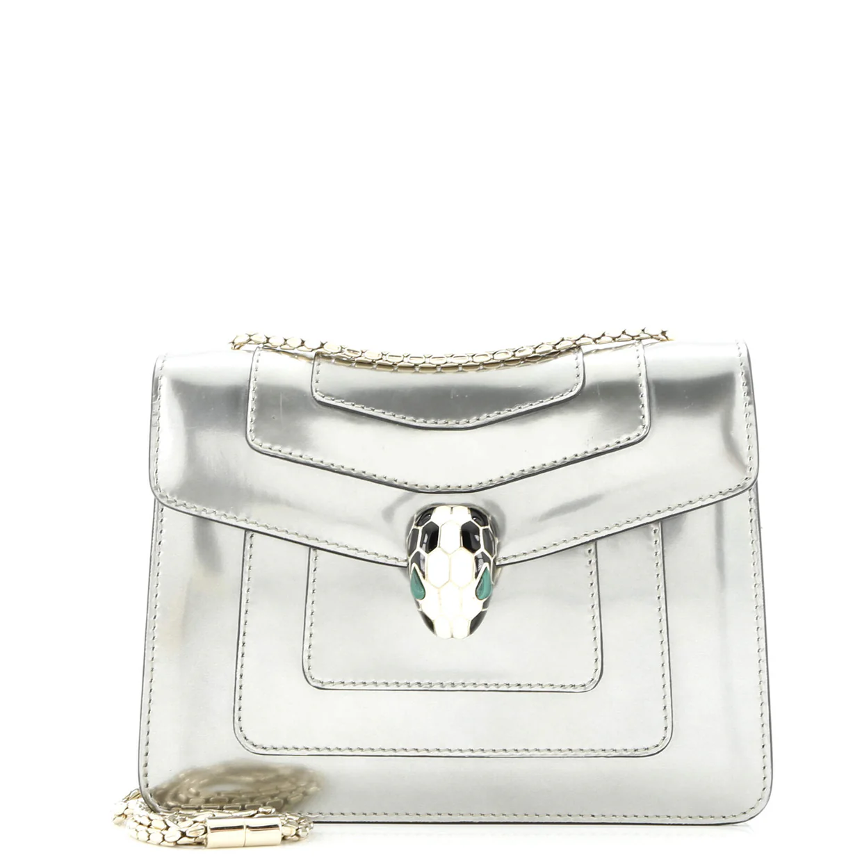 Serpenti Forever Square Shoulder Bag Metallic Leather Small - Deep Luxury