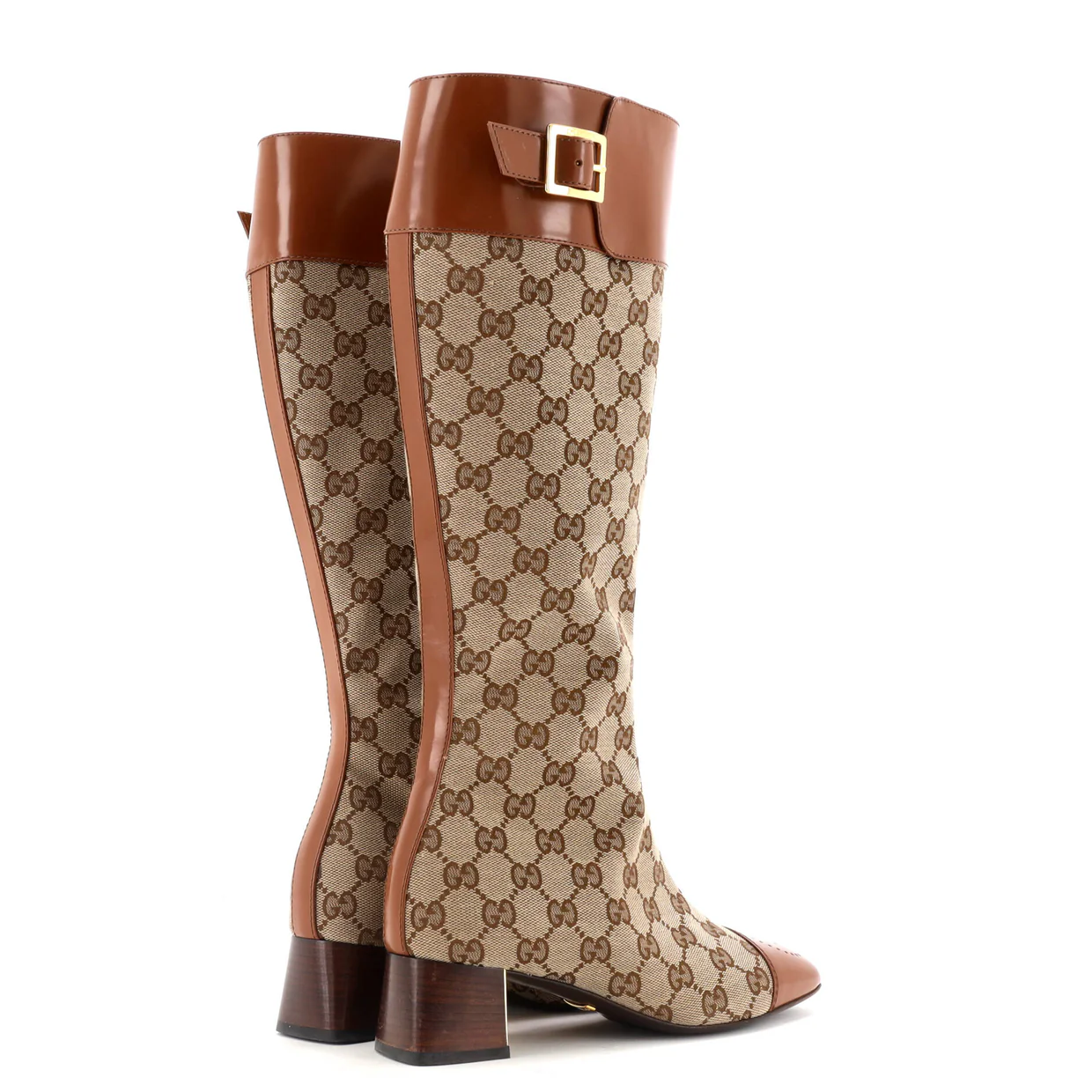 Women's Ellis Knee High Boots GG Canvas with Leather - Deep Luxury