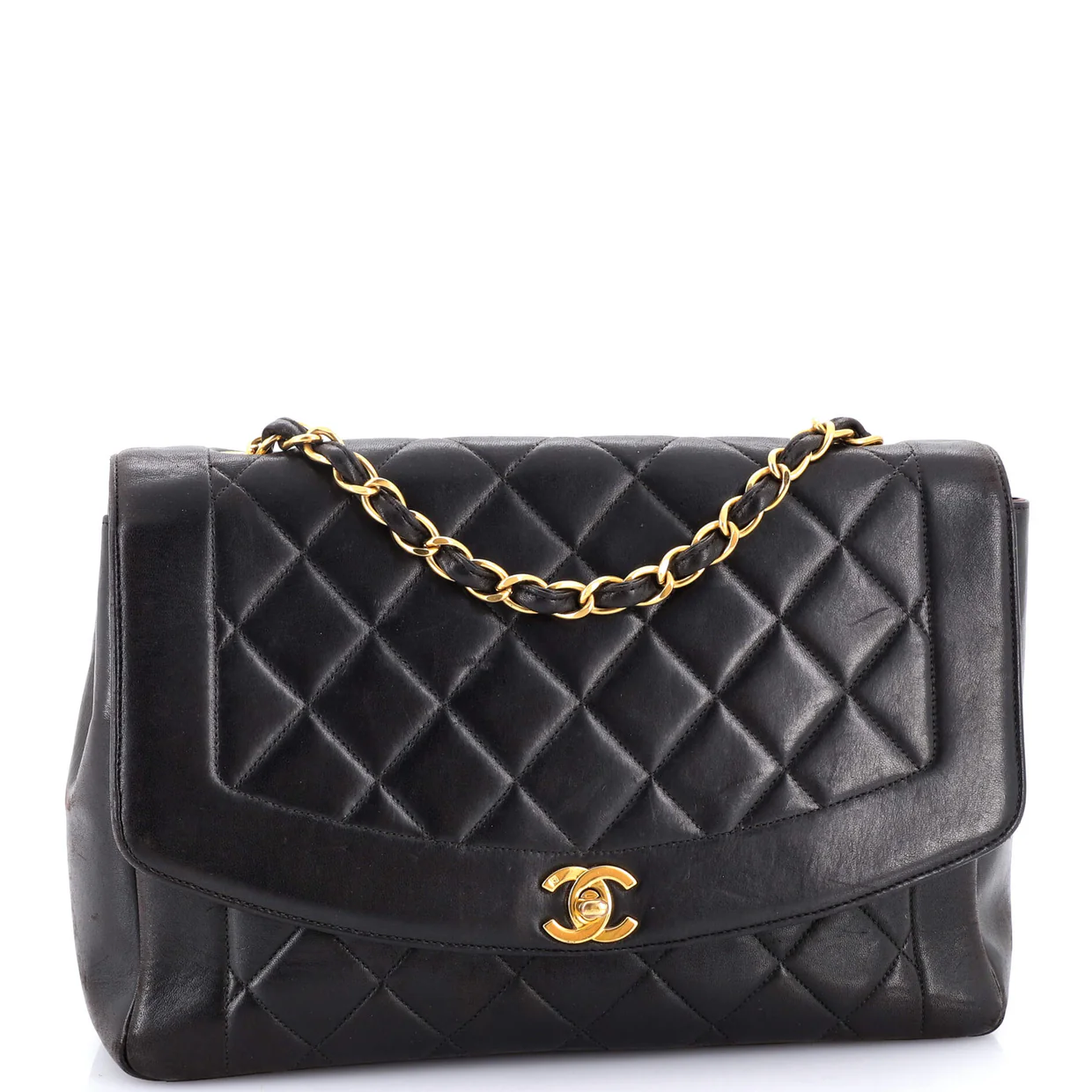 Vintage Diana Flap Bag Quilted Lambskin Large - Deep Luxury