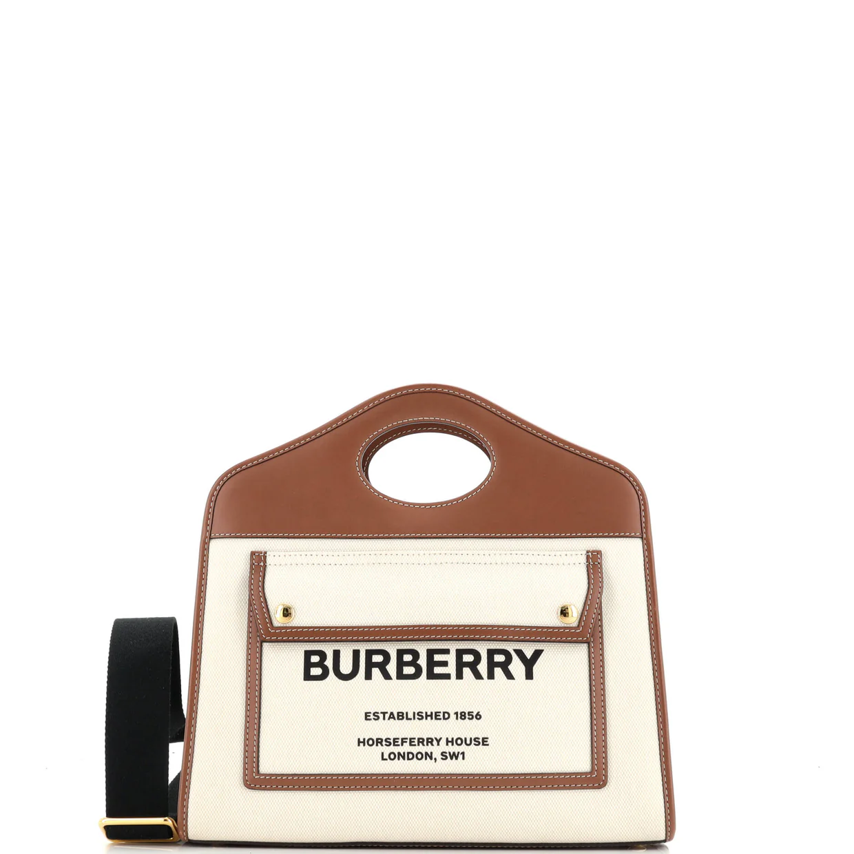 Logo Pocket Tote Canvas with Leather Small - Deep Luxury