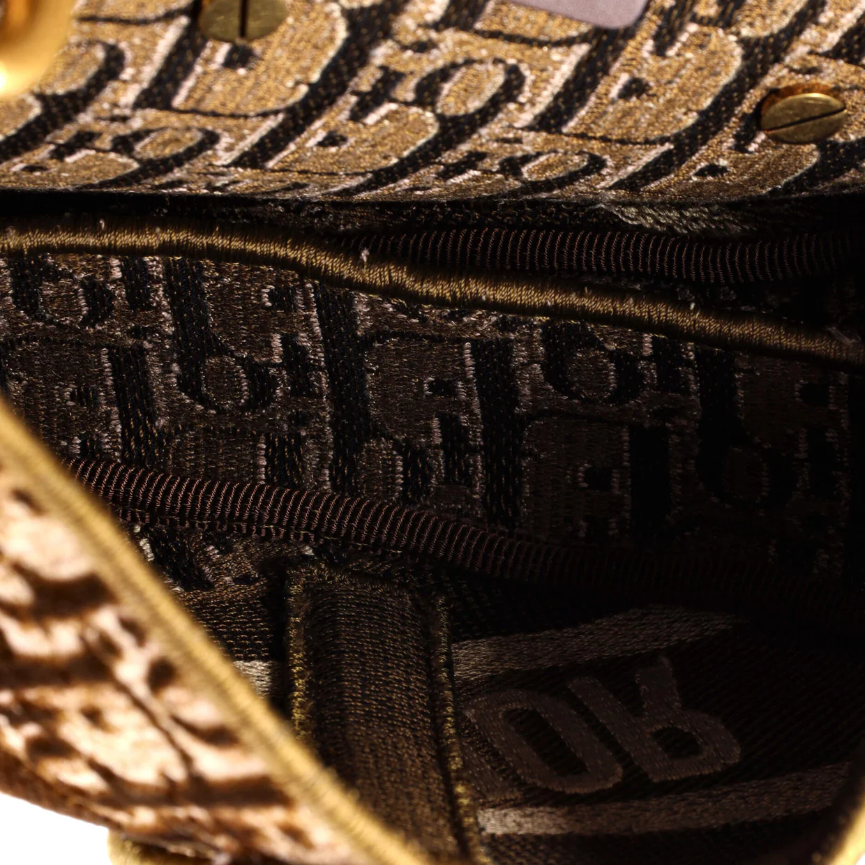 Saddle Handbag Logo Embroidered Oblique Velvet Medium - Deep Luxury