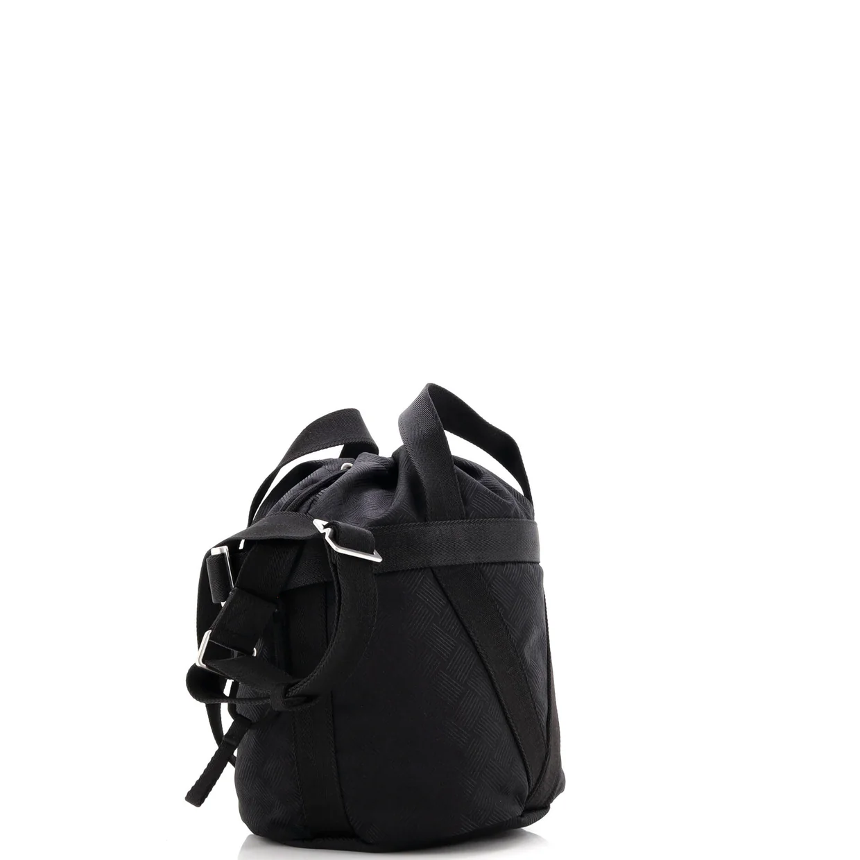 Convertible Drawstring Bucket Bag Intrecciato Effect Jacquard Small - Deep Luxury