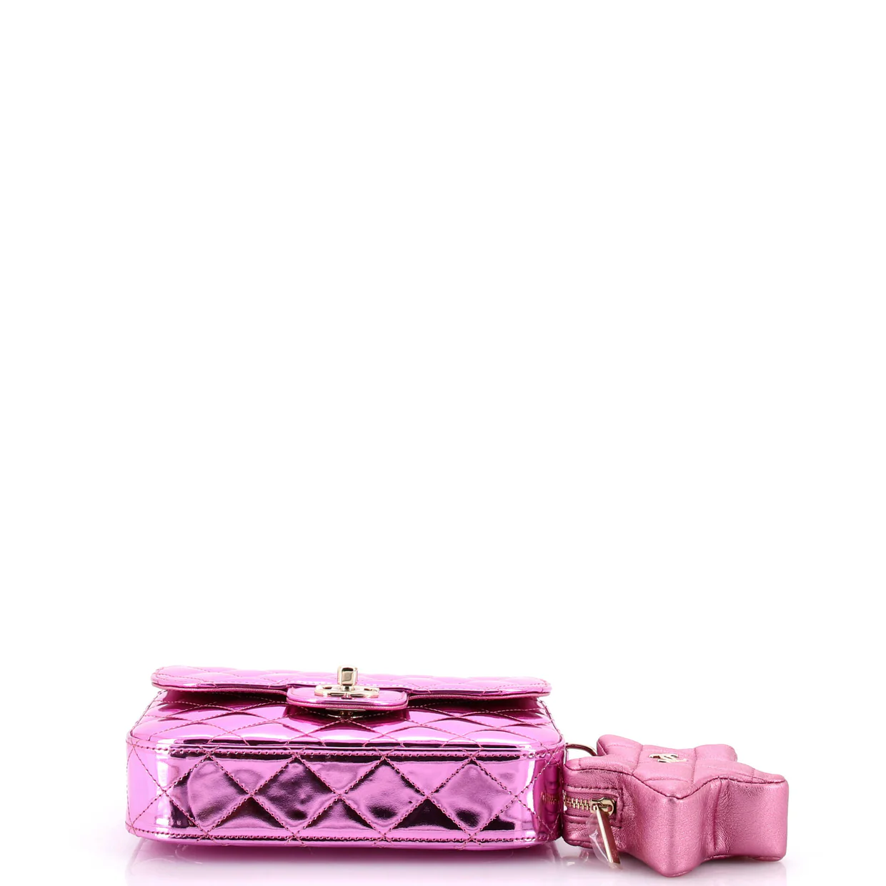 Classic Single Flap Bag with Star Coin Purse Quilted Metallic Leather Mini - Deep Luxury