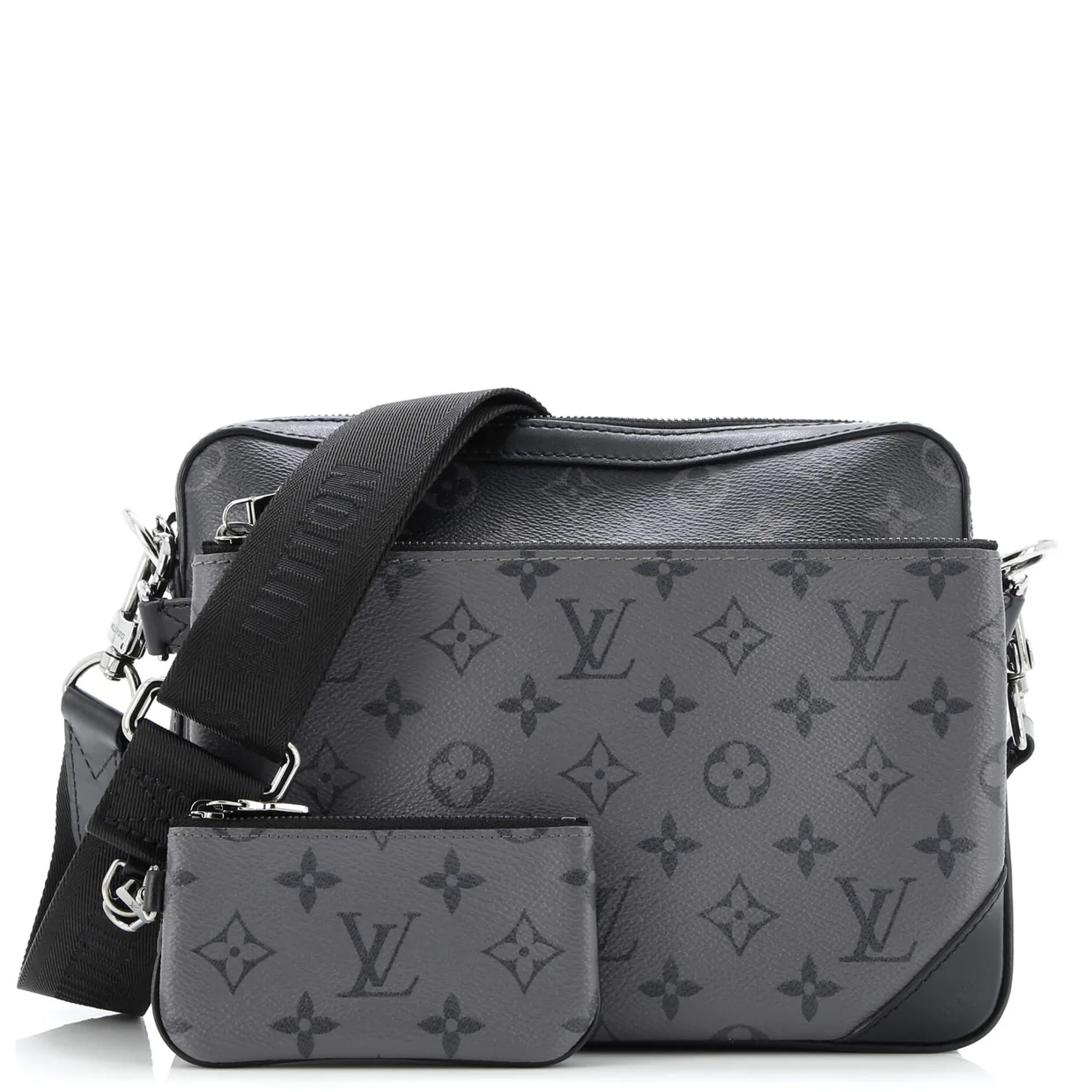 Trio Messenger Bag Reverse Monogram Eclipse Canvas - Deep Luxury