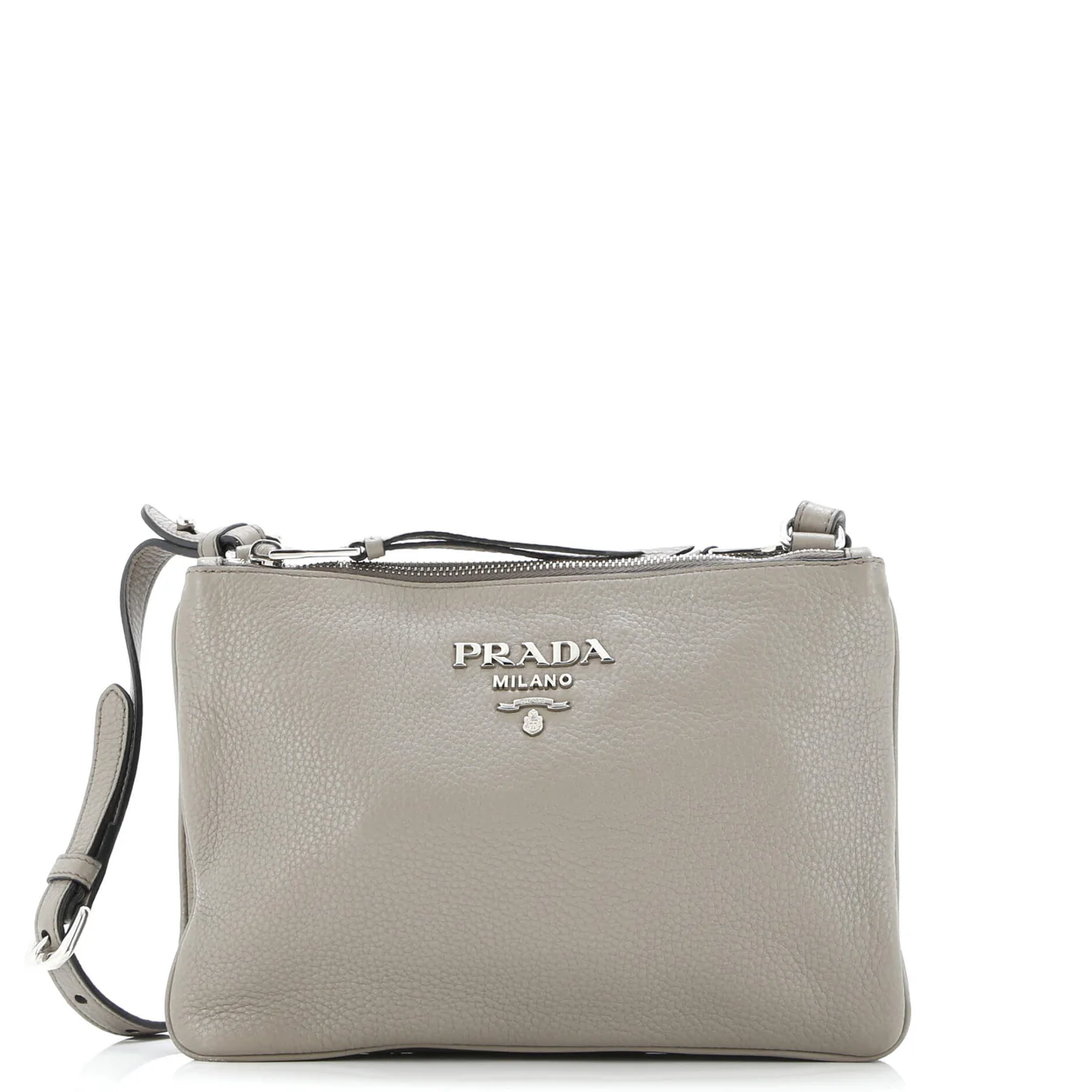Double Zip Crossbody Bag Vitello Daino Small - Deep Luxury