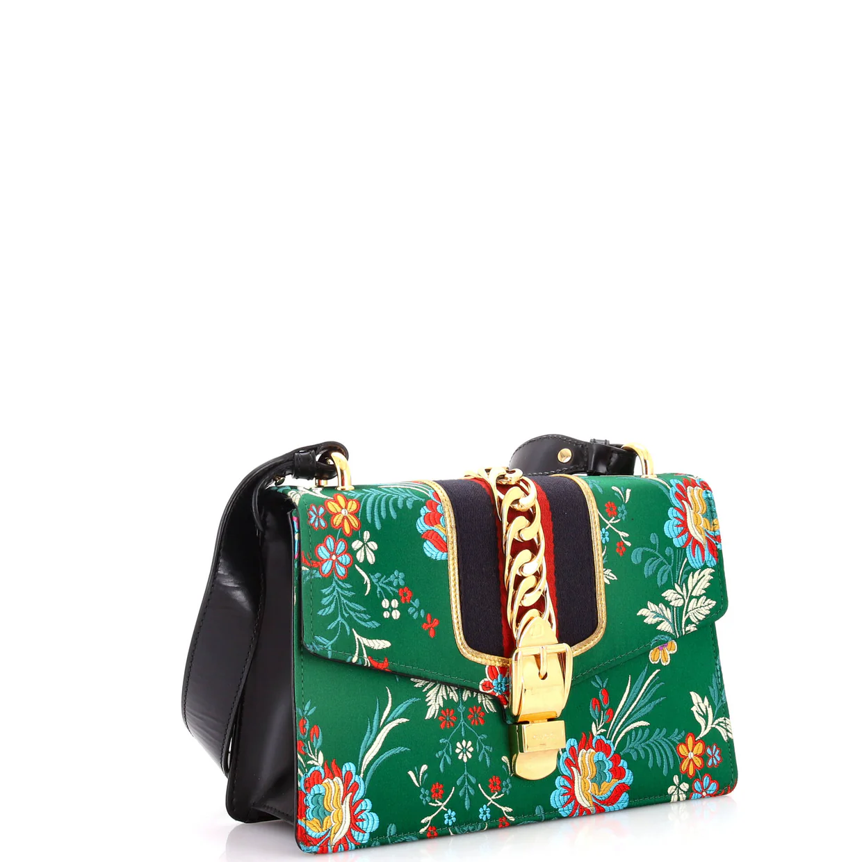 Sylvie Shoulder Bag Floral Jacquard Small - Deep Luxury