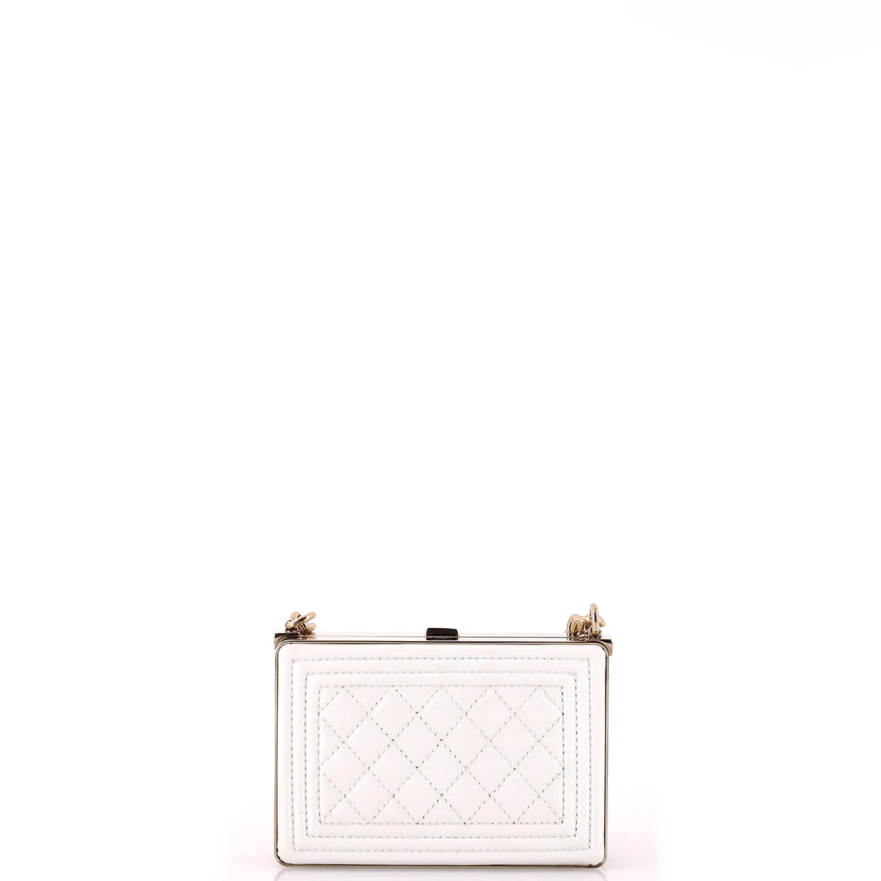 Boy Chain Box Minaudiere Quilted Patent - Deep Luxury