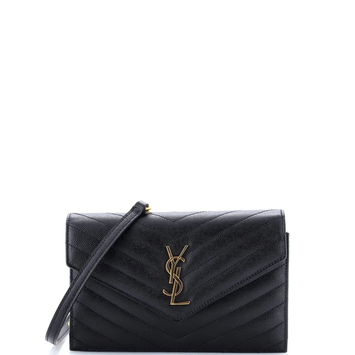 Classic Monogram Wallet on Chain Matelasse Chevron Leather Small - Deep Luxury