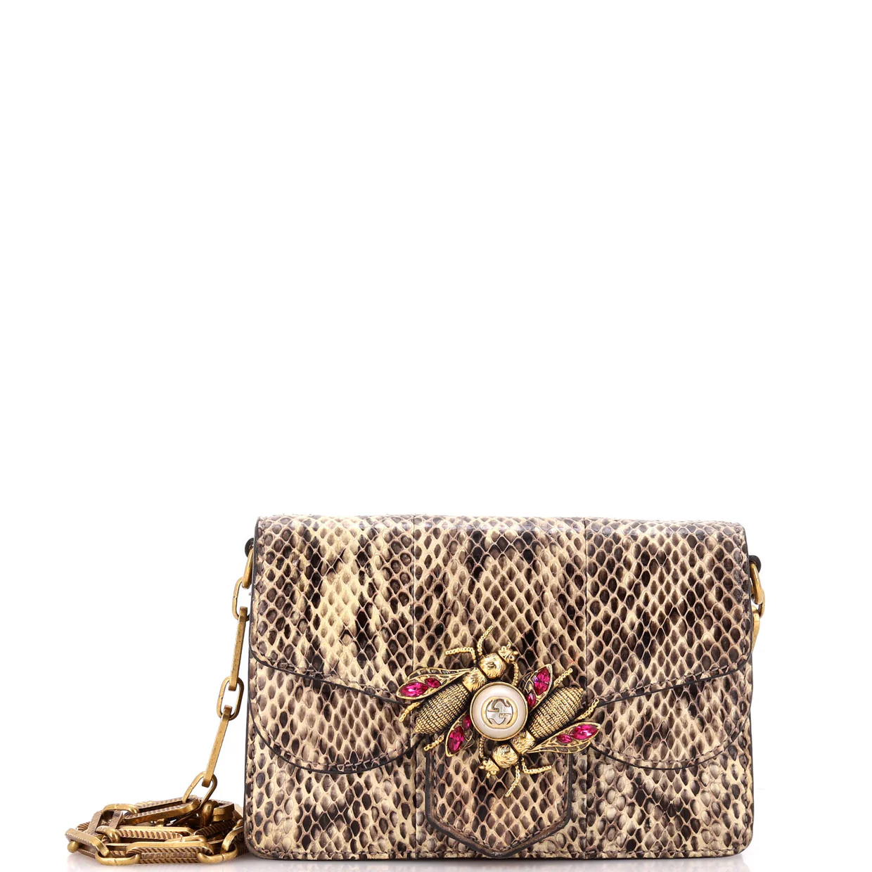 Broadway Bee Shoulder Bag Embellished Python Mini - Deep Luxury