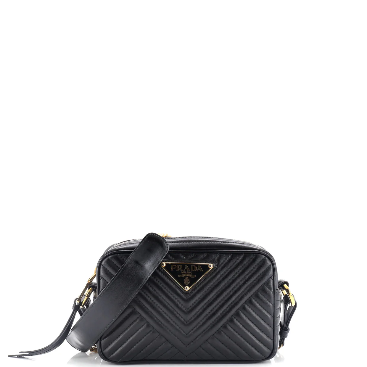 Camera Bag Chevron Leather Small - Deep Luxury