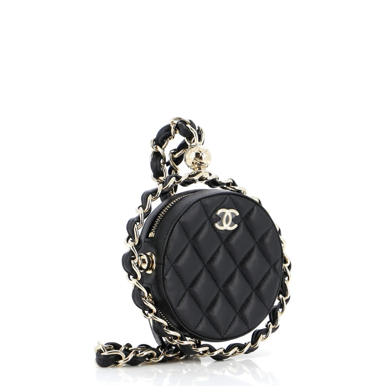 Frame Chain Around Round Clutch with Chain Quilted Lambskin Mini - Deep Luxury