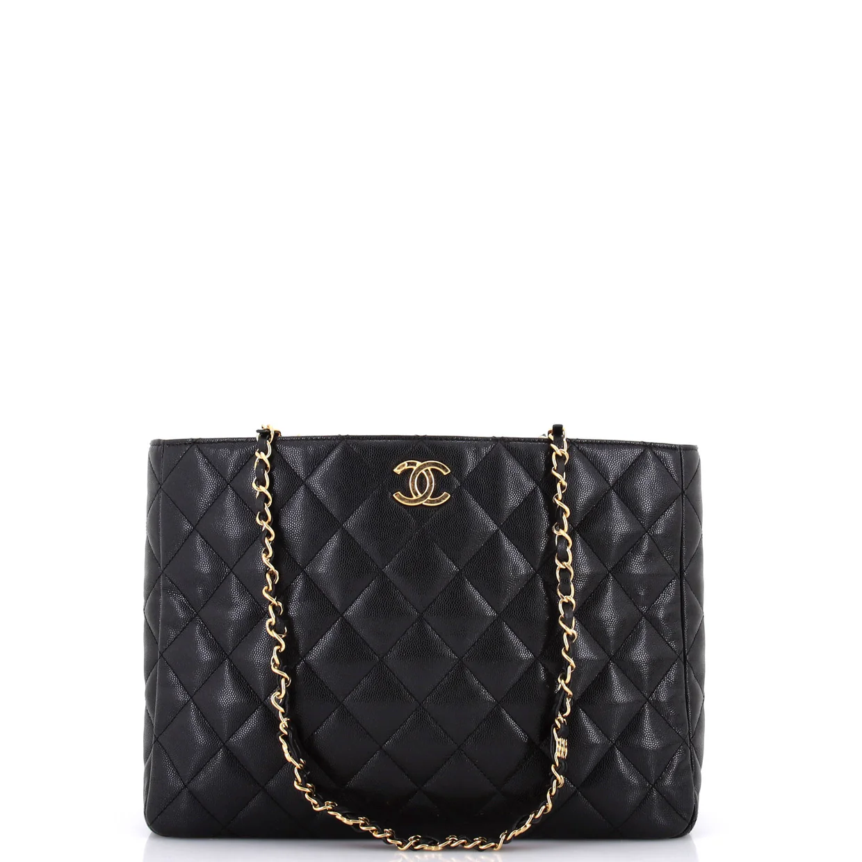 Coco First Shopping Tote Quilted Caviar Small - Deep Luxury