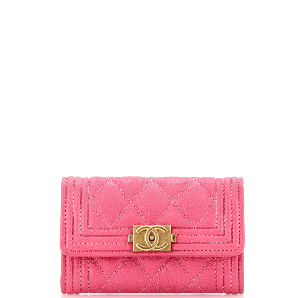 Boy Flap Card Case Quilted Caviar - Deep Luxury