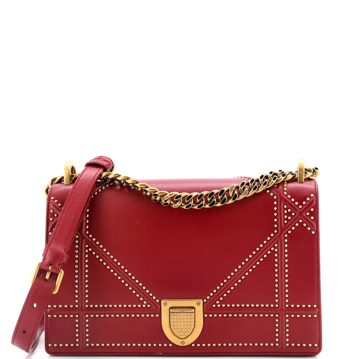 Diorama Flap Bag Studded Leather Medium - Deep Luxury