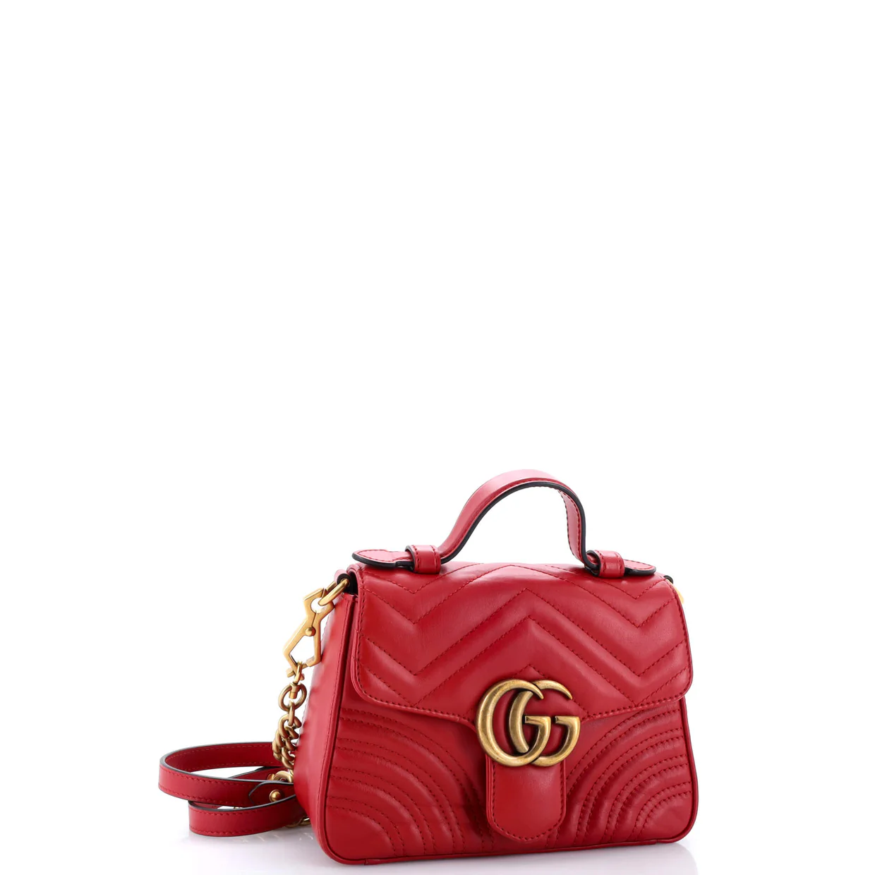 GG Marmont Top Handle Flap Bag Matelasse Leather Mini - Deep Luxury