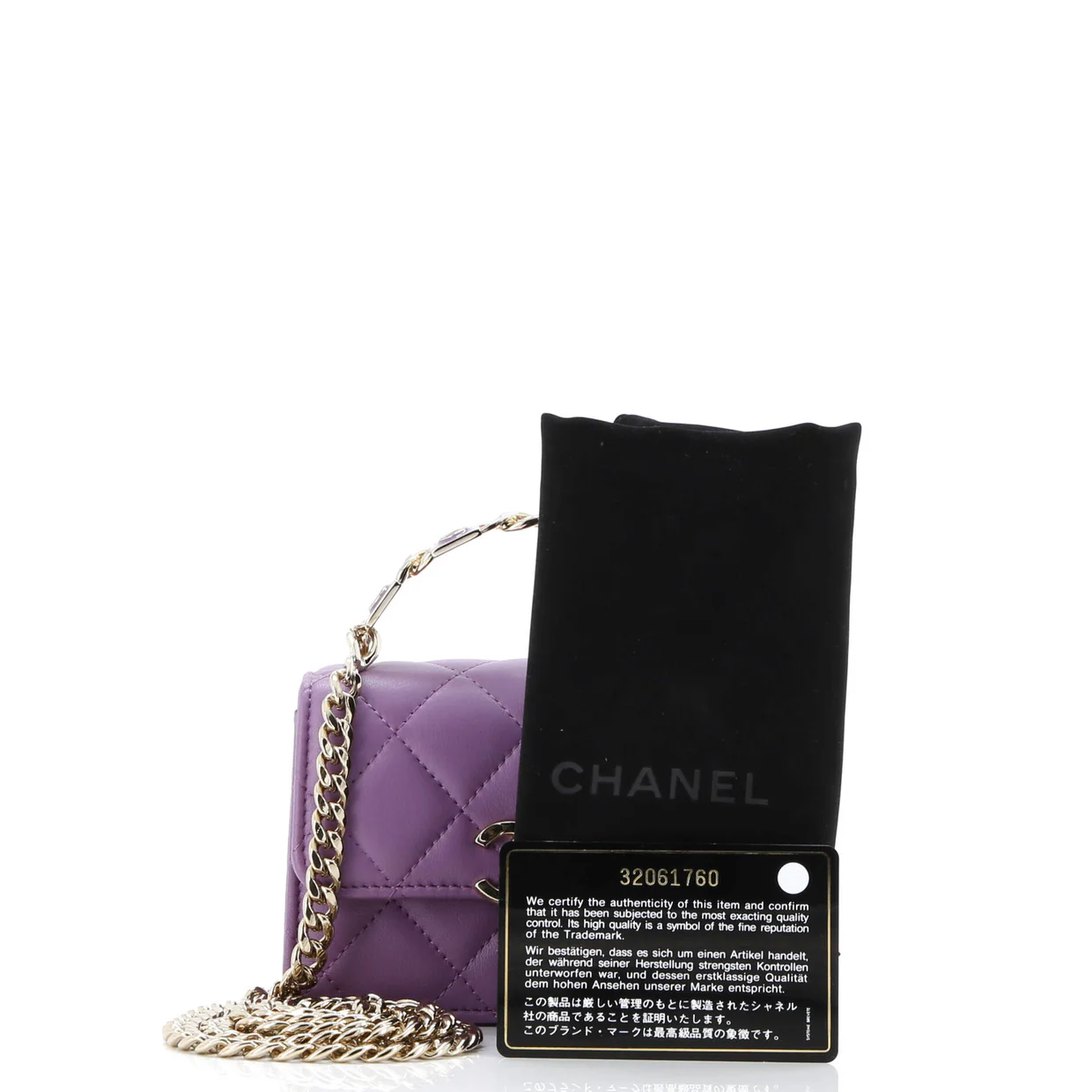 Coco Enamel Top Handle Flap Clutch with Chain Quilted Lambskin - Deep Luxury