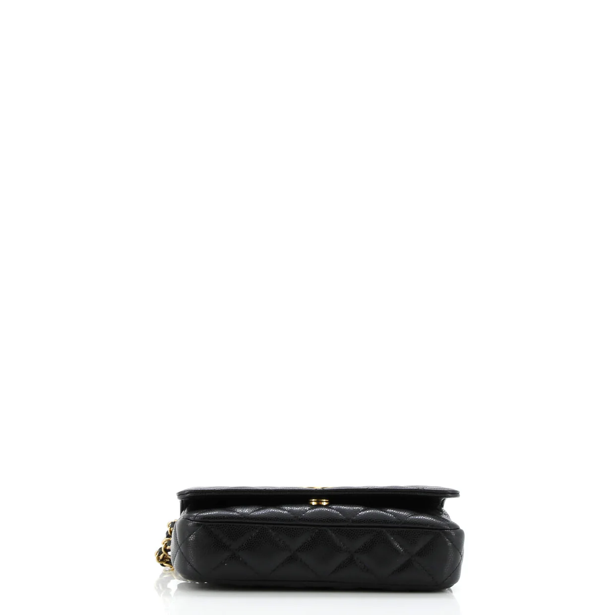 Twist Your Buttons Flap Clutch with Chain Quilted Caviar - Deep Luxury