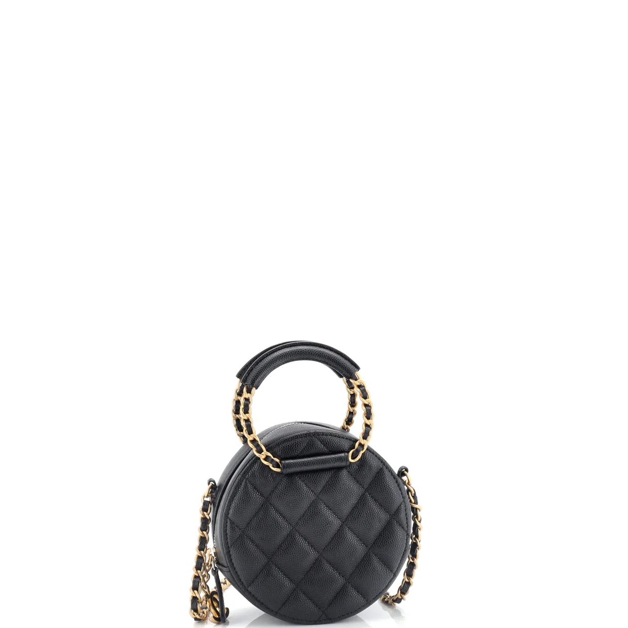 In The Loop Round Clutch with Chain Quilted Caviar Mini - Deep Luxury