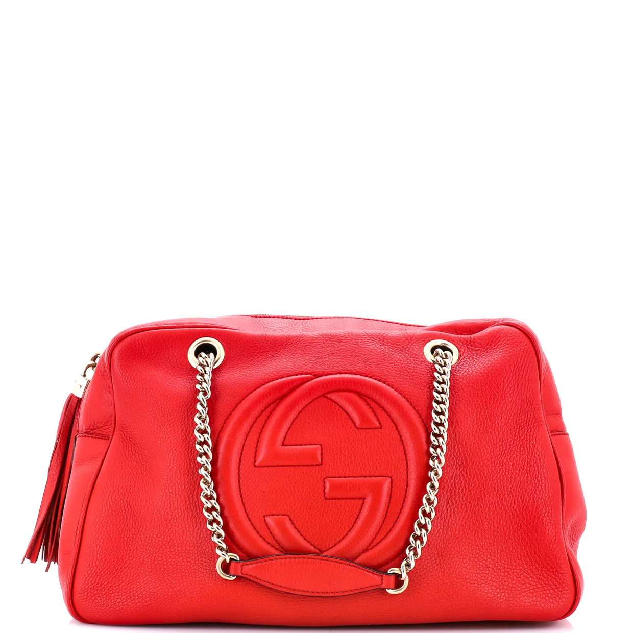 Soho Chain Zip Shoulder Bag Leather Medium - Deep Luxury