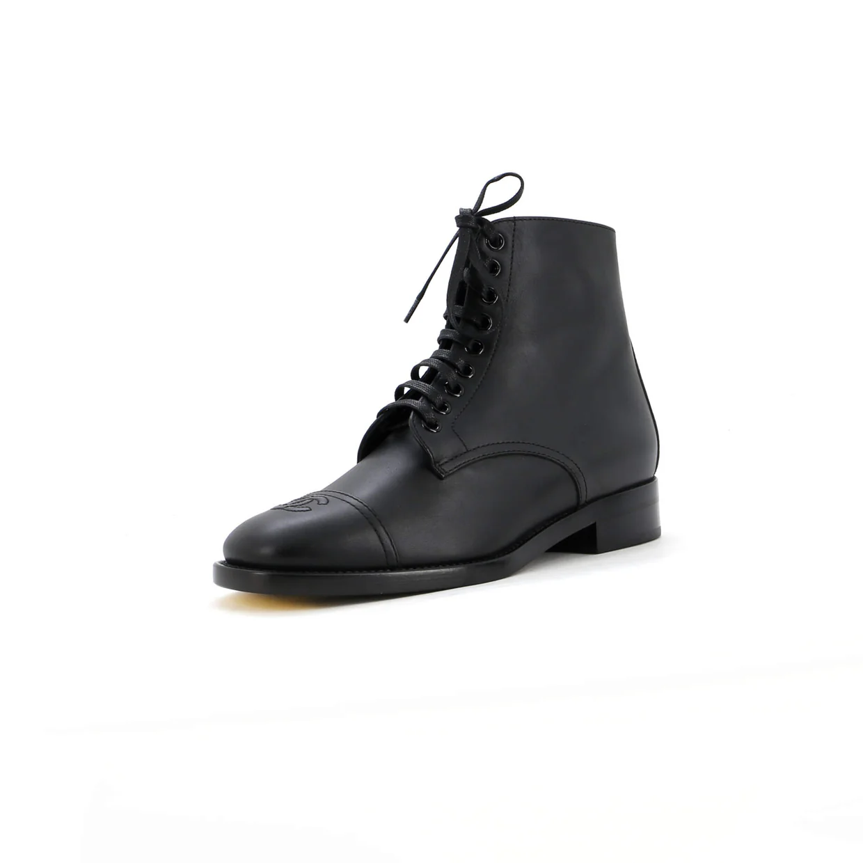 Women's Cap Toe CC Ankle Combat Boots Leather - Deep Luxury