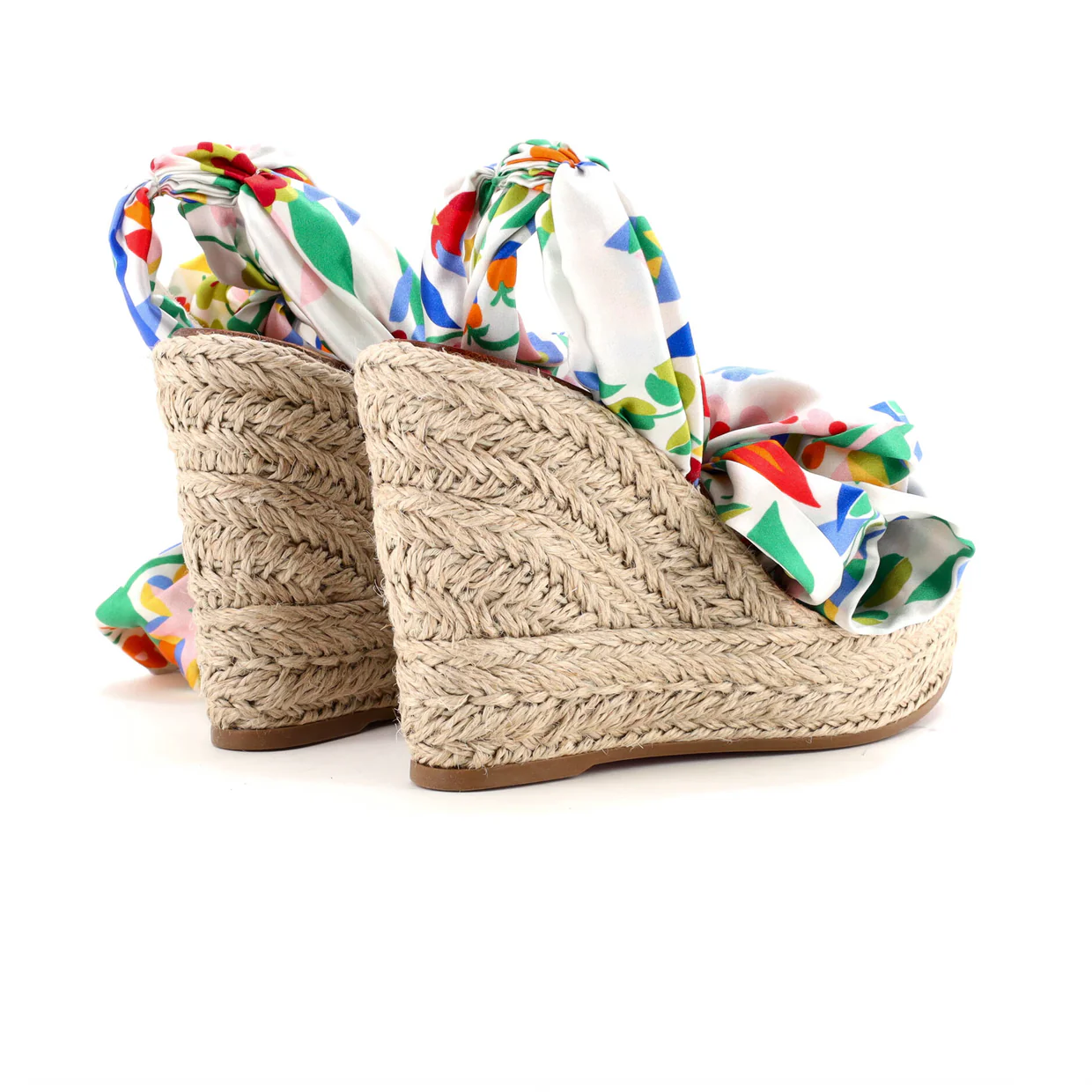 Women's Monica Du Desert Wedge Espadrilles Printed Satin 110 - Deep Luxury