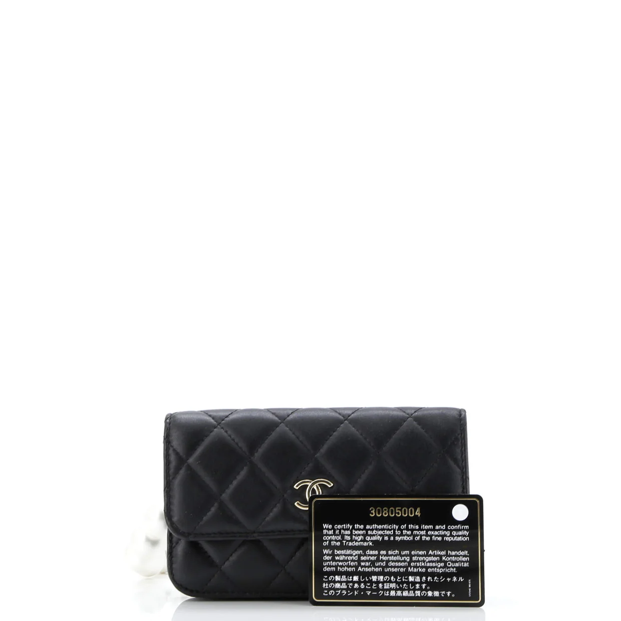 Pearl Strap Clutch with Chain Quilted Calfskin - Deep Luxury