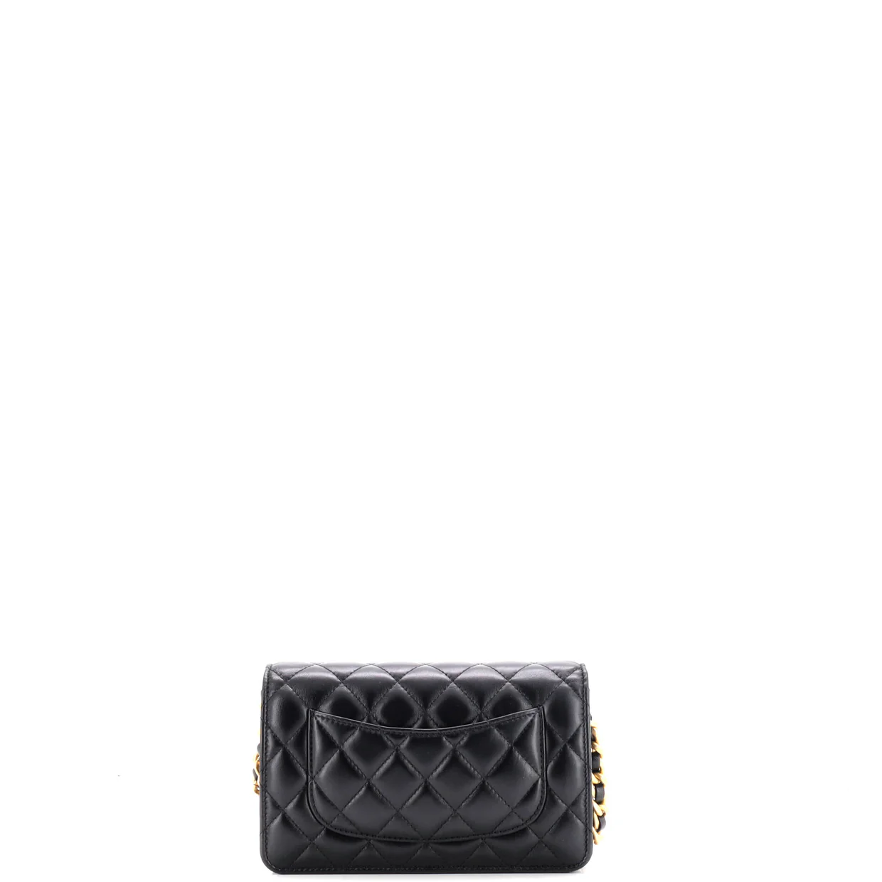 Lacquered Metal CC Wallet on Chain Quilted Lambskin - Deep Luxury