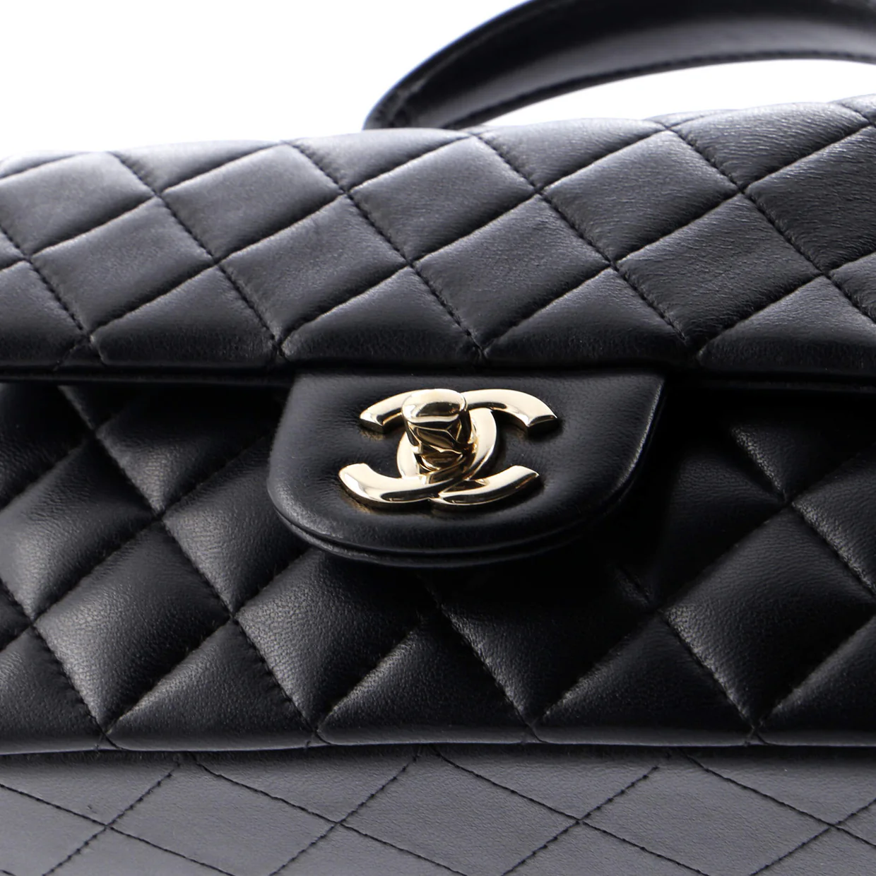 Classic Single Flap Top Handle Bag Quilted Lambskin Mini - Deep Luxury