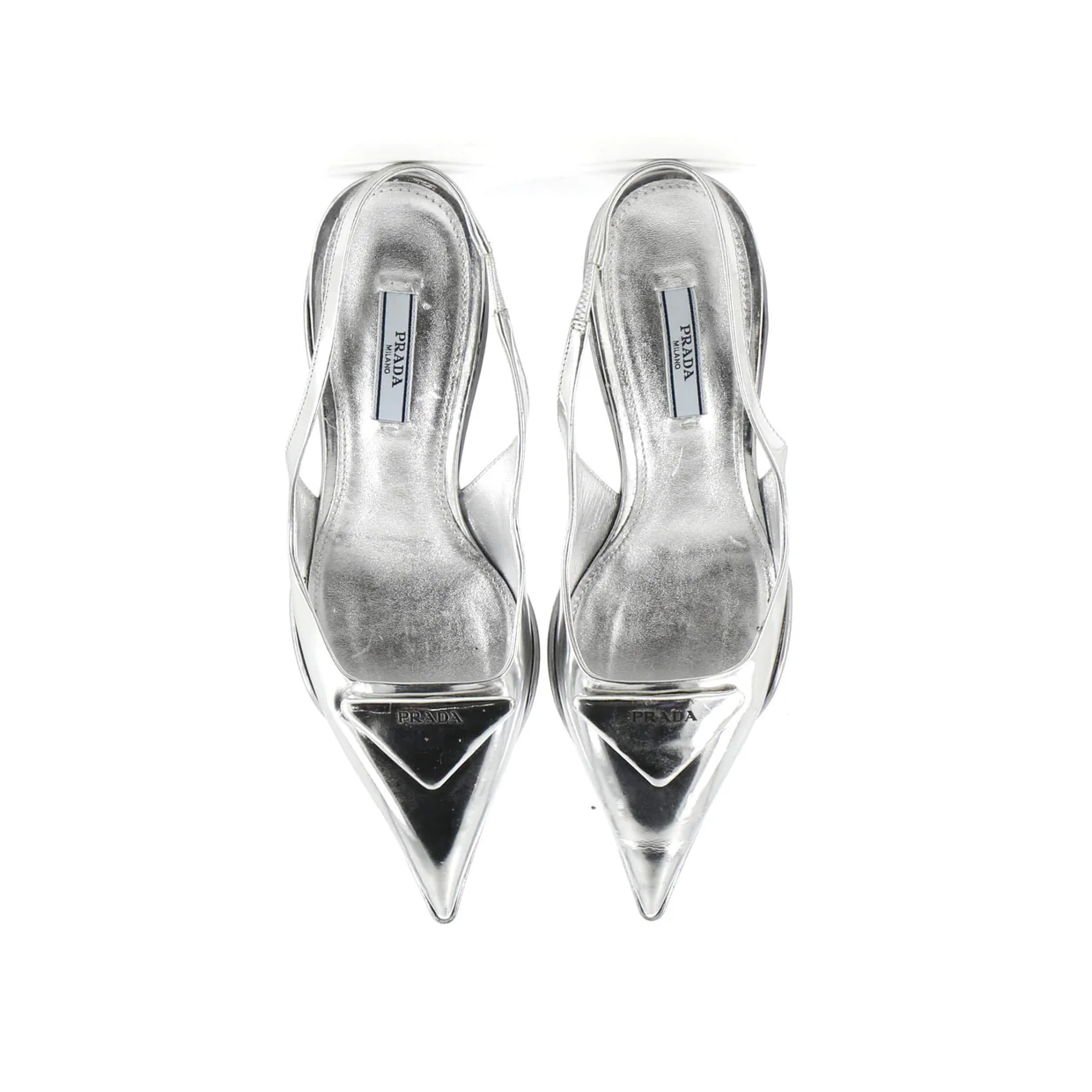 Women's Triangle Logo Slingback Pumps Leather - Deep Luxury