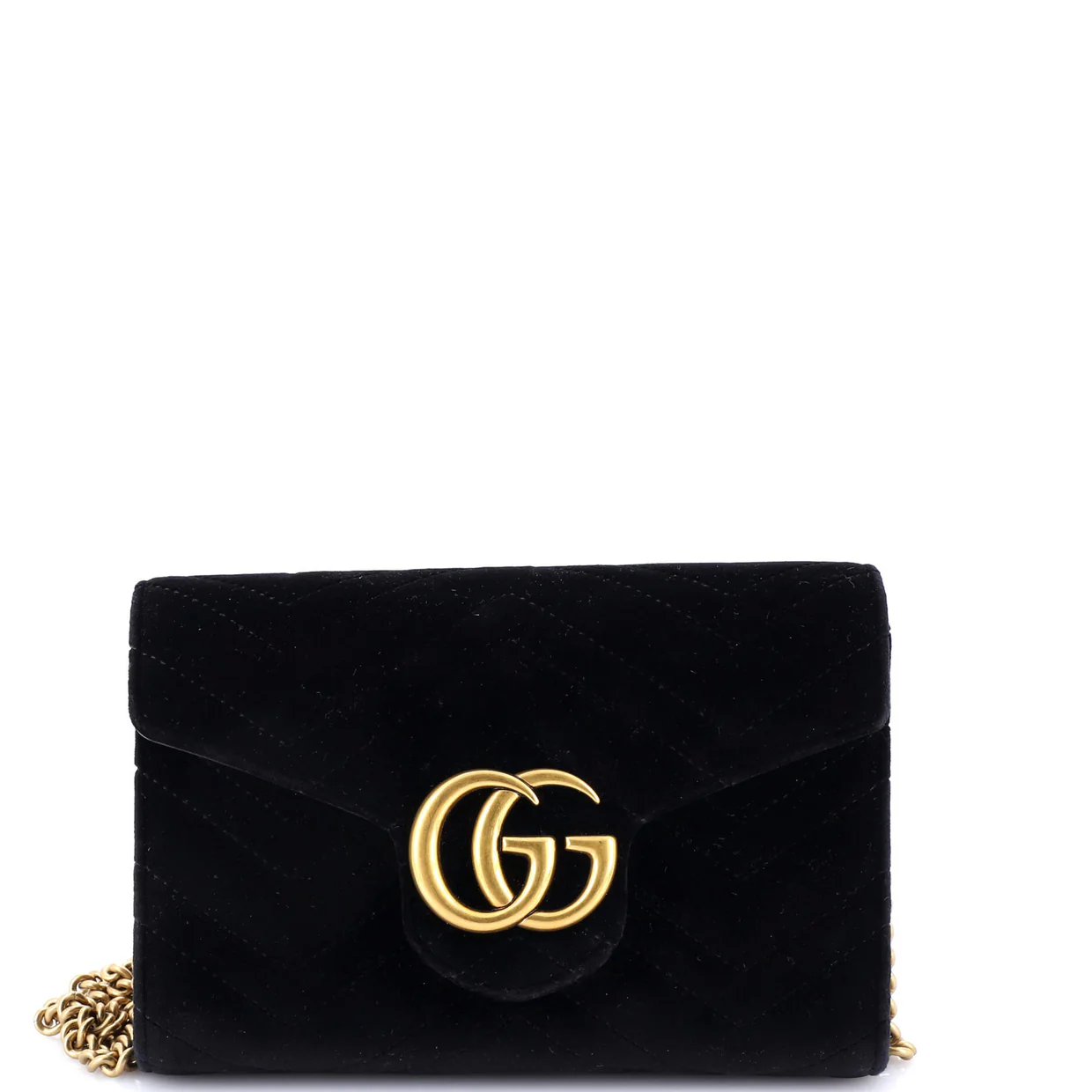 GG Marmont Chain Wallet Matelasse Velvet Mini - Deep Luxury