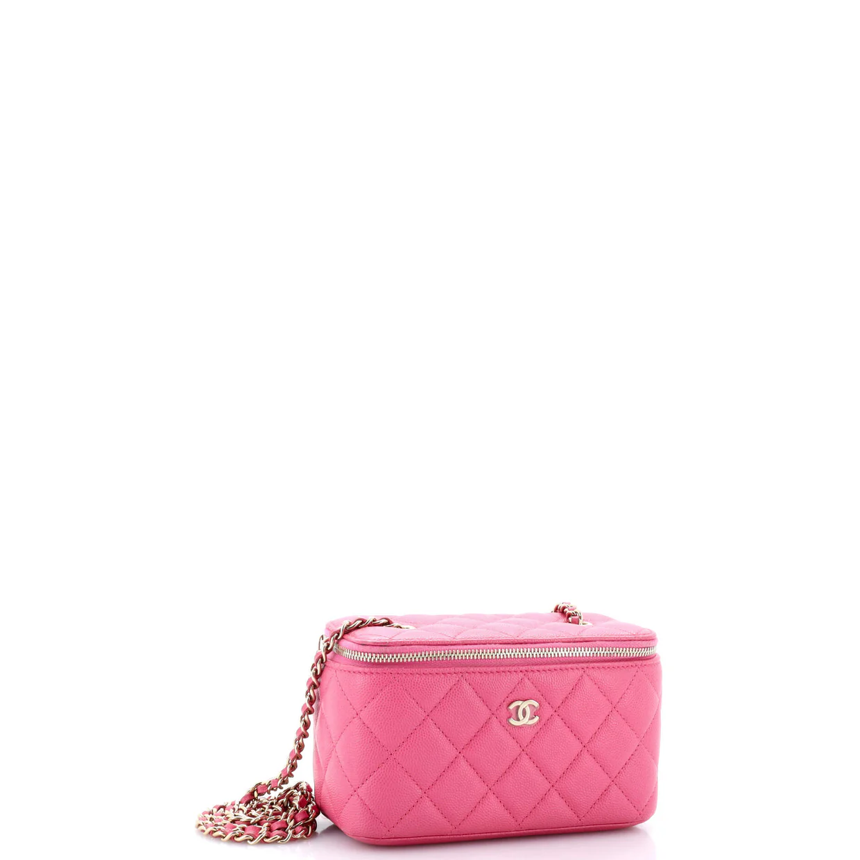 Classic Vanity Case with Chain Quilted Caviar Small - Deep Luxury