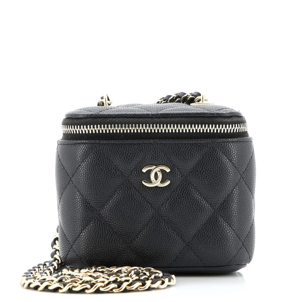 Classic Vanity Case with Chain Quilted Caviar Mini - Deep Luxury