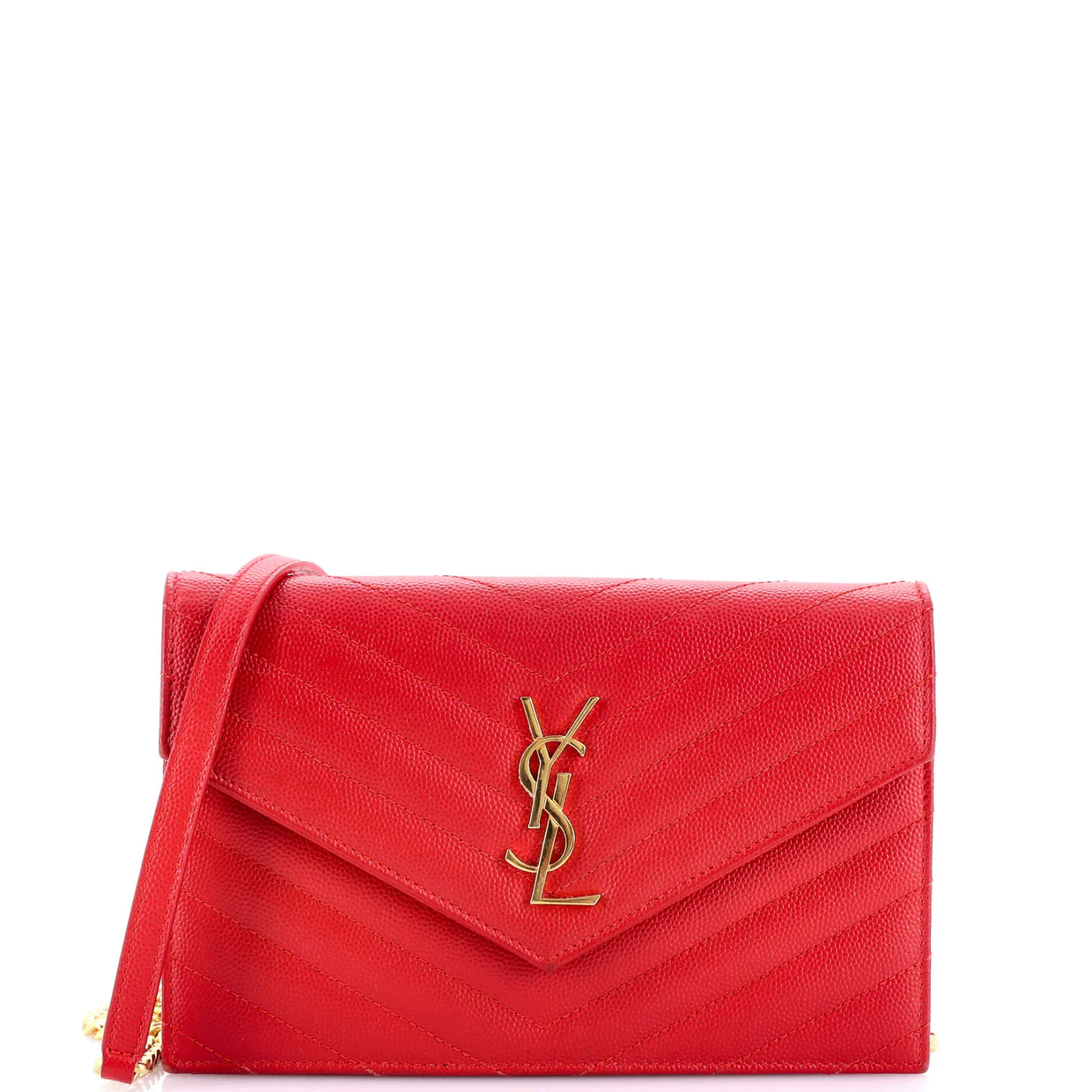 Classic Monogram Wallet on Chain Matelasse Chevron Leather Small - Deep Luxury