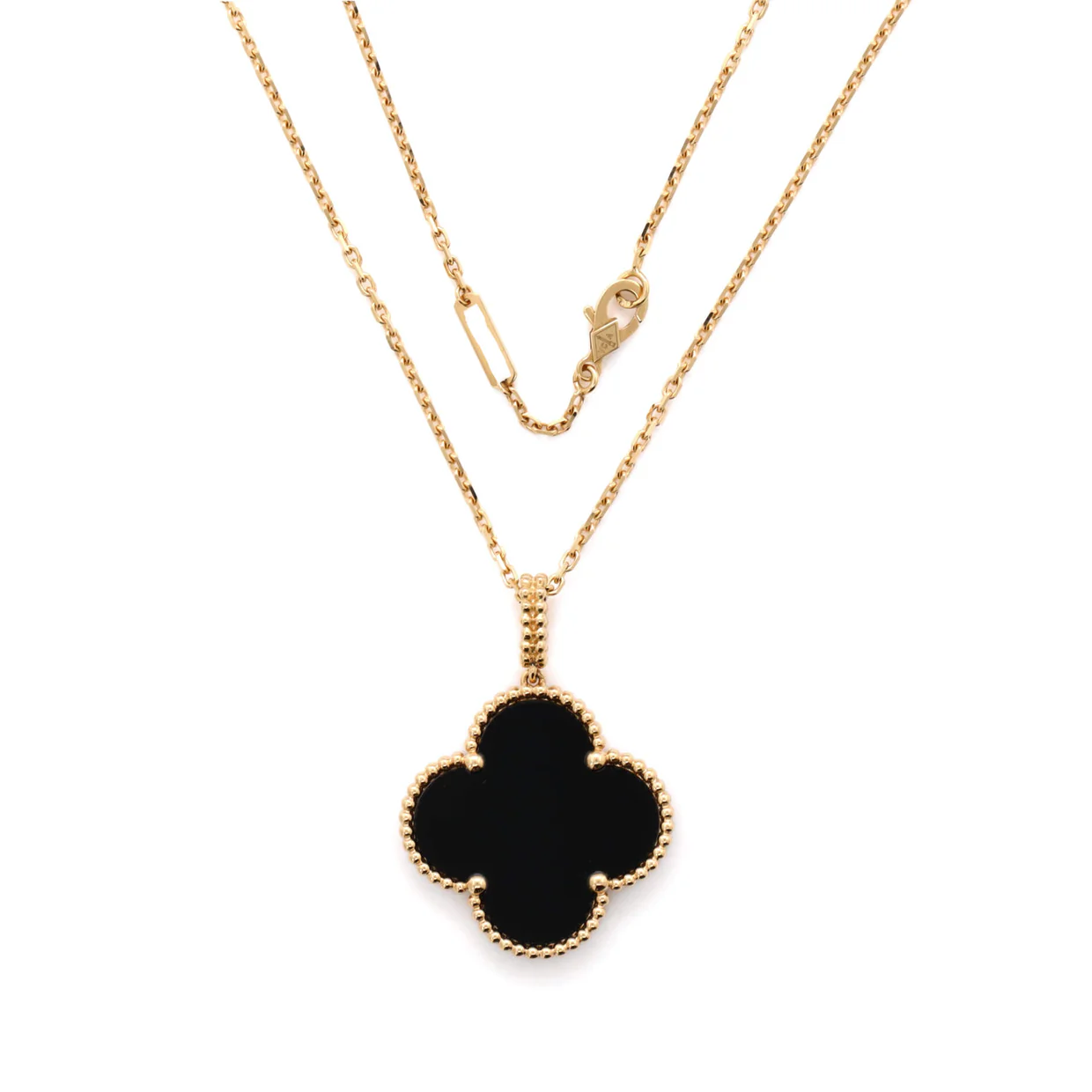 Magic Alhambra Pendant Necklace 18K Yellow Gold and Onyx - Deep Luxury