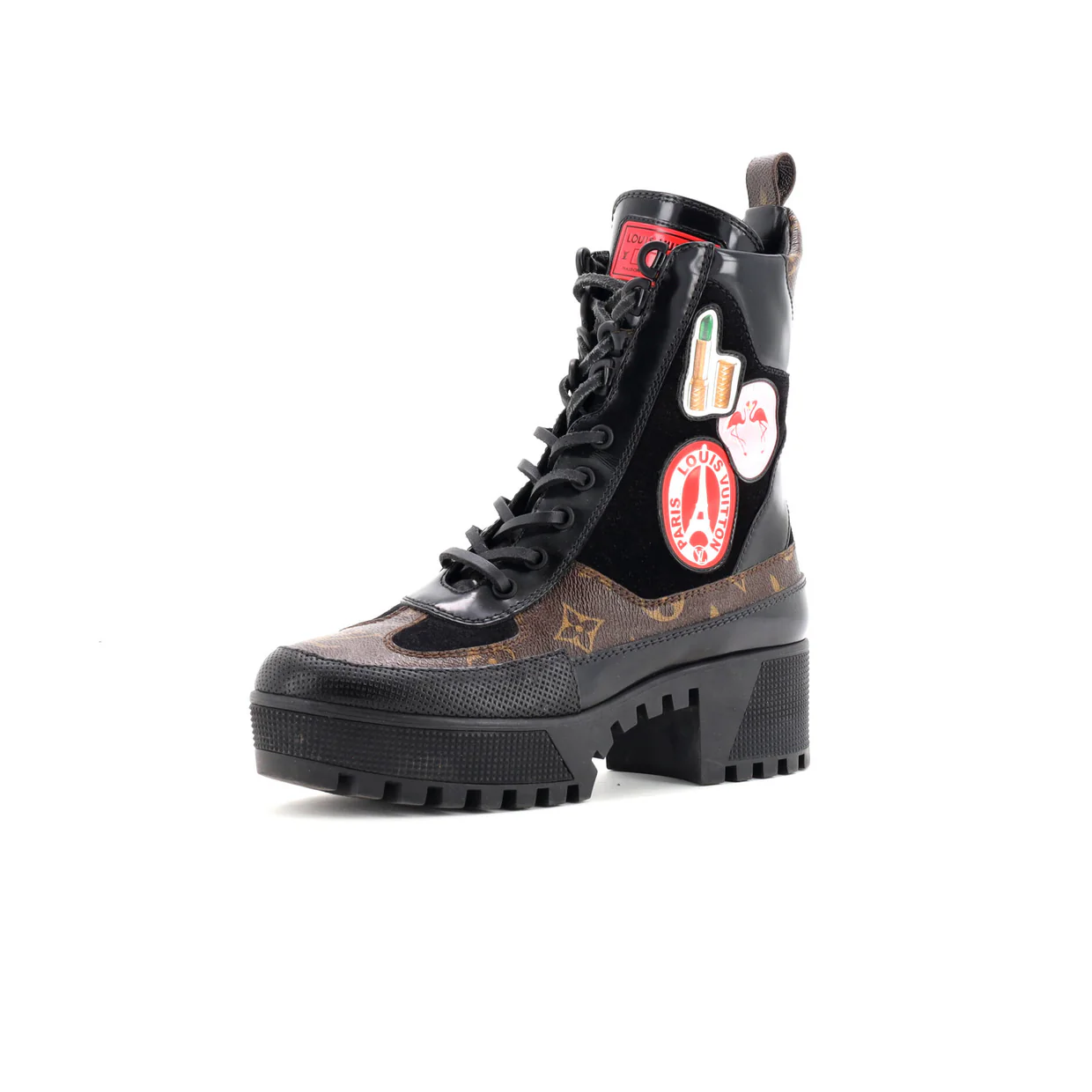 Women's Laureate Platform Desert Boots Limited Edition World Tour Suede with Monogram Canvas and Leather - Deep Luxury