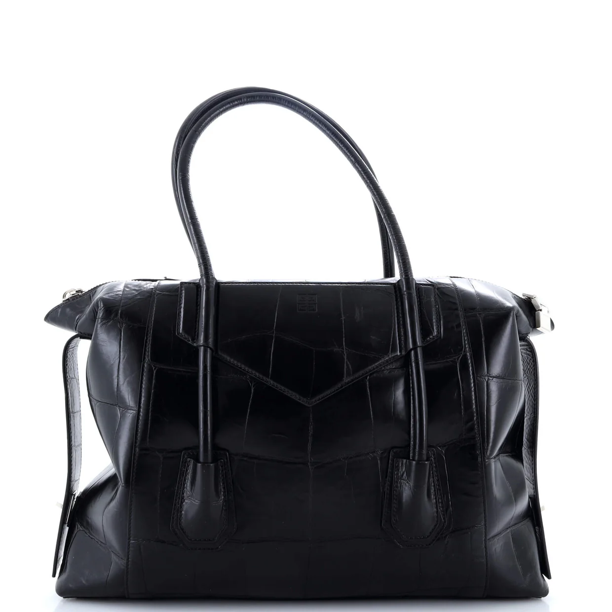 Antigona Soft Lock Bag Crocodile Embossed Leather Medium - Deep Luxury