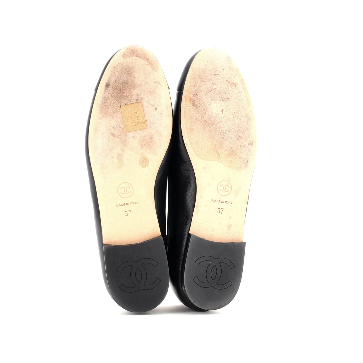 Women's Cap Toe Ankle Chain Ballerina Flats Leather with Faux Pearls - Deep Luxury