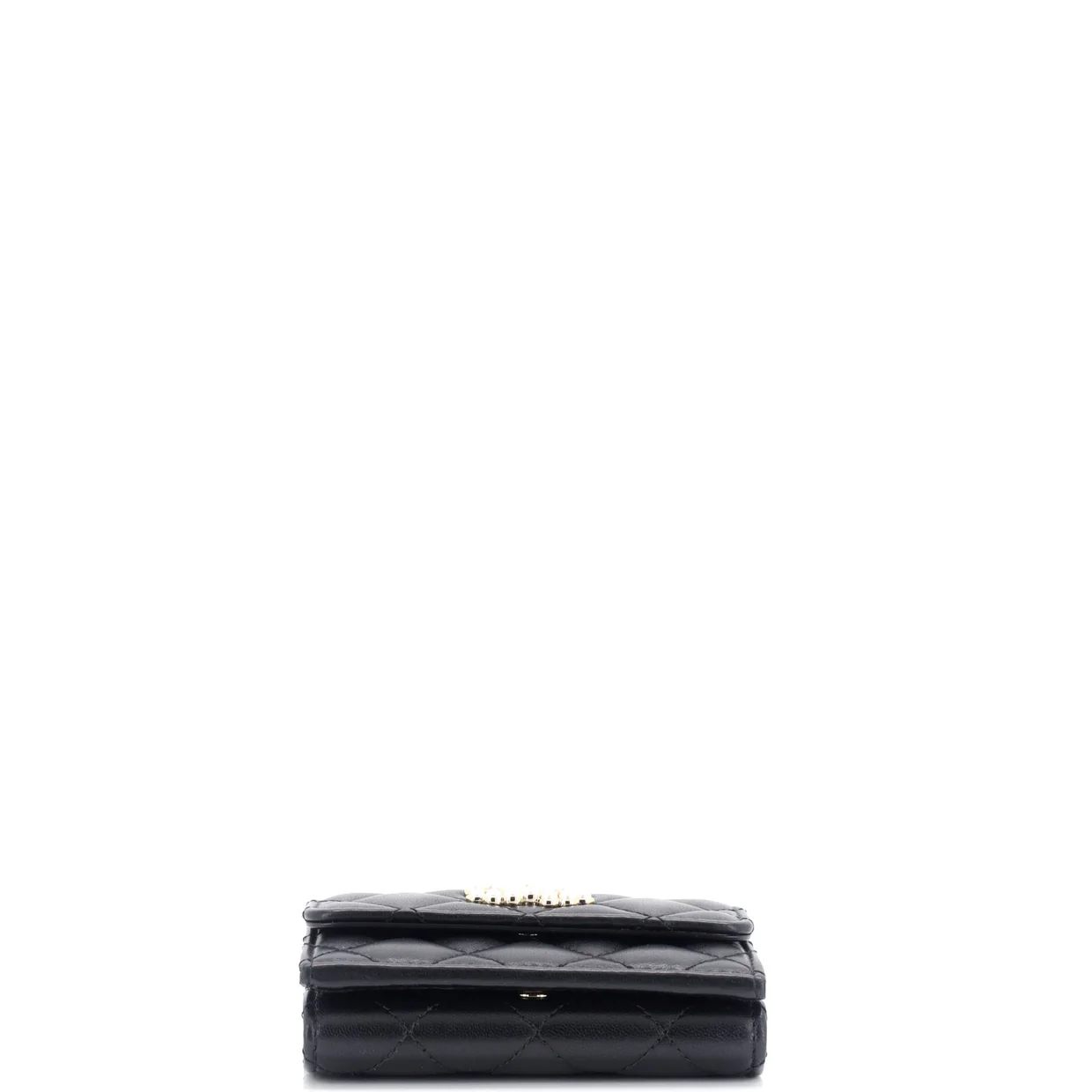 CC Pearl Trifold Flap Wallet Quilted Lambskin Small - Deep Luxury