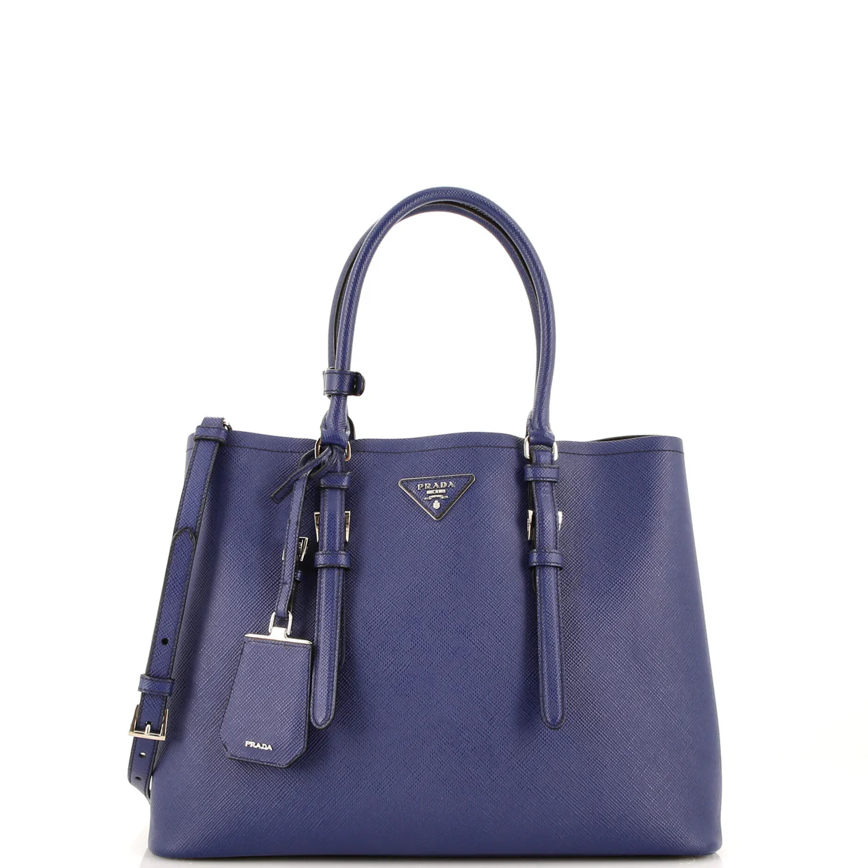 Belted Strap Cuir Double Tote Saffiano Leather Medium - Deep Luxury