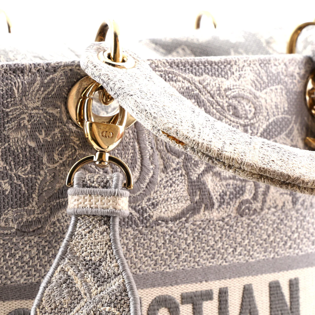 Lady D-Lite Bag Embroidered Canvas Large - Deep Luxury