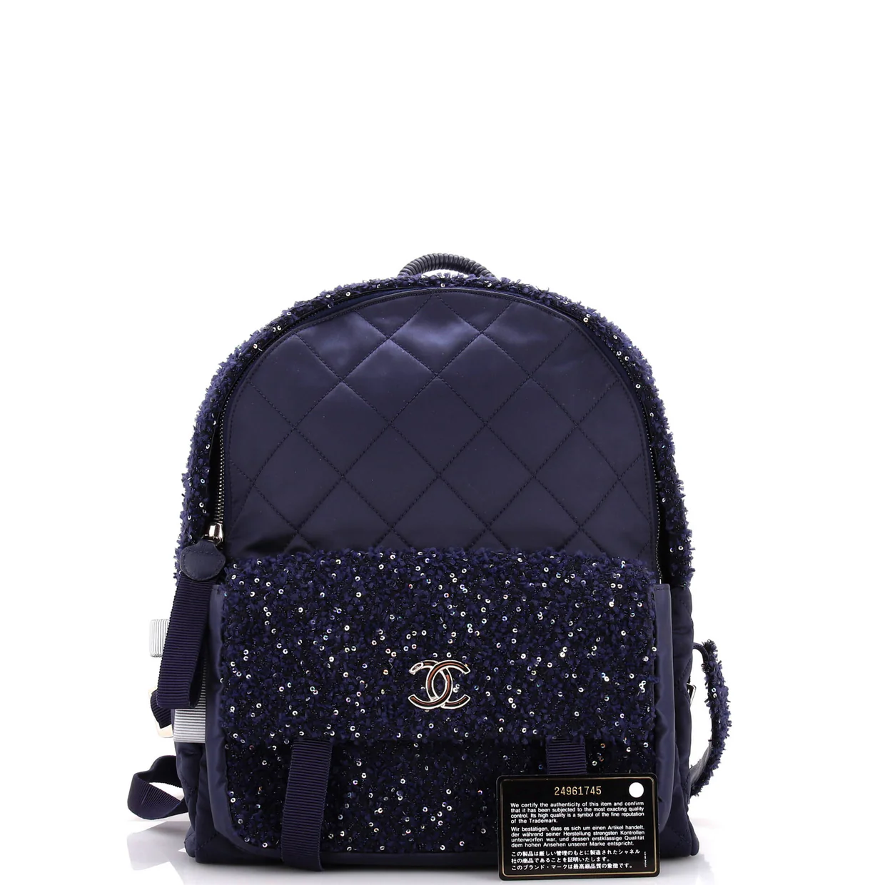 Astronaut Essentials Backpack Quilted Nylon with Tweed Medium - Deep Luxury