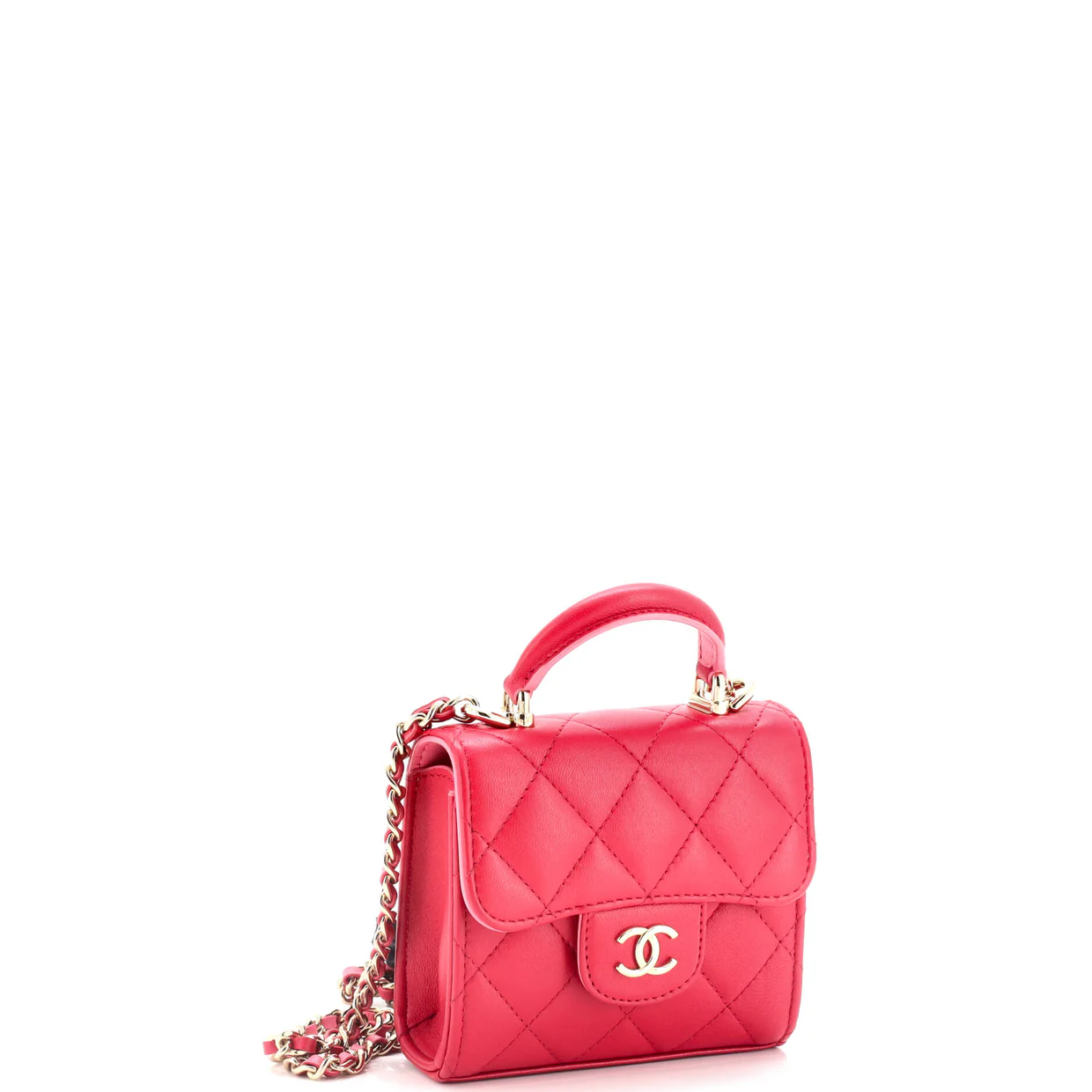 Square Classic Flap Top Handle Clutch with Chain Quilted Lambskin - Deep Luxury