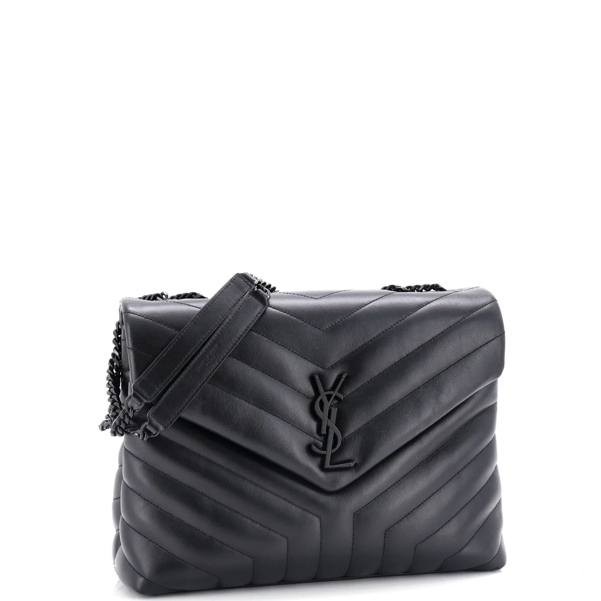 Loulou Shoulder Bag Matelasse Chevron Leather Medium - Deep Luxury