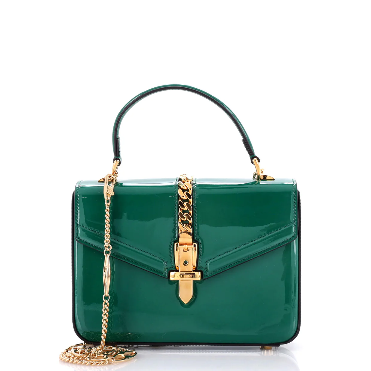 Sylvie 1969 Top Handle Bag Patent Mini - Deep Luxury