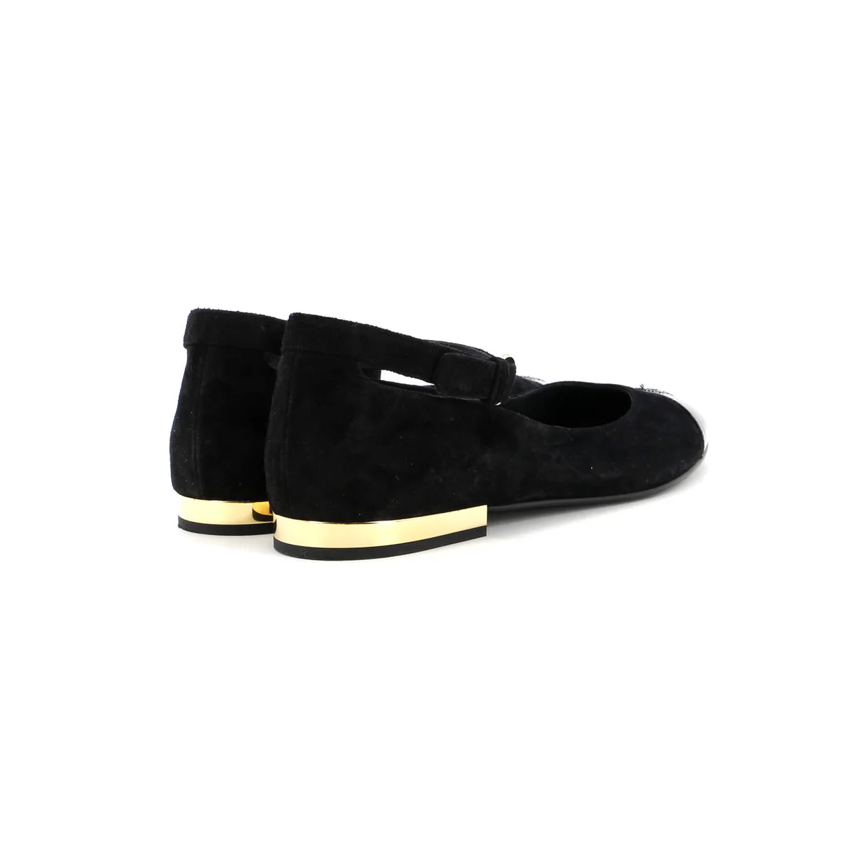 CC Cap Toe Mary Jane Flats Suede with Patent - Deep Luxury