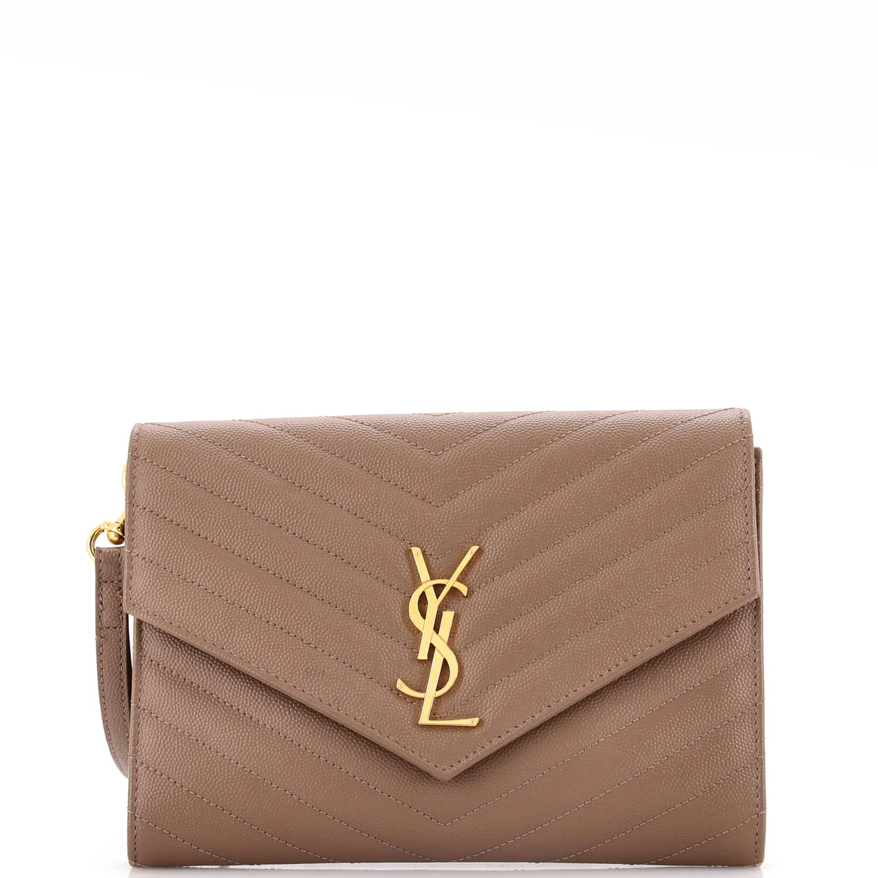 Classic Monogram Envelope Wristlet Clutch Matelasse Chevron Leather - Deep Luxury