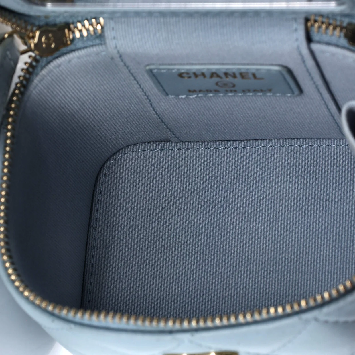 Vanity Case with Pearl Chain Quilted Lambskin Mini - Deep Luxury