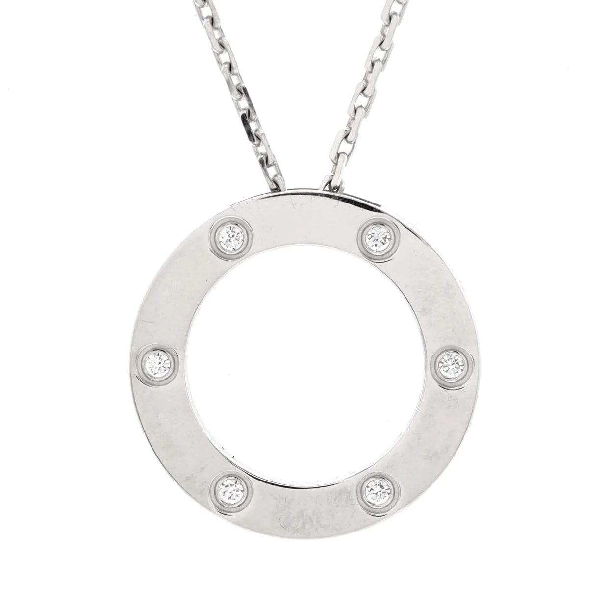 6 Diamonds Love Pendant Necklace 18K White Gold and Diamonds - Deep Luxury